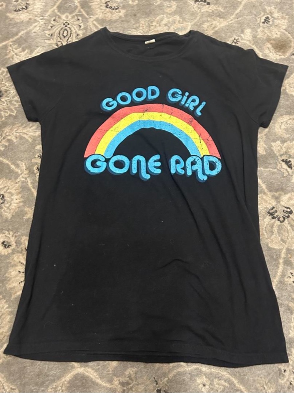 Good Girl Gone Rad Rainbow Graphic Tee - Black